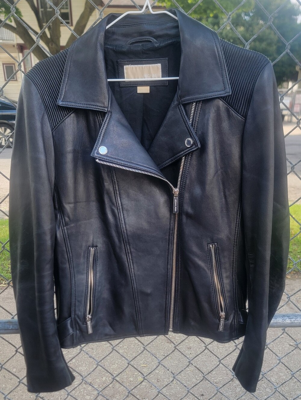 MICHAEL Michael Kors Black Genuine Leather Moto Jacket – Women’s XL